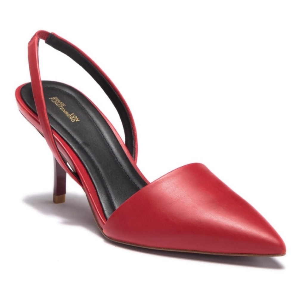 ON SALE - Diane Von Furstenberg Mortelle Slingback Pumps in Red SZ US 9.5 EUC